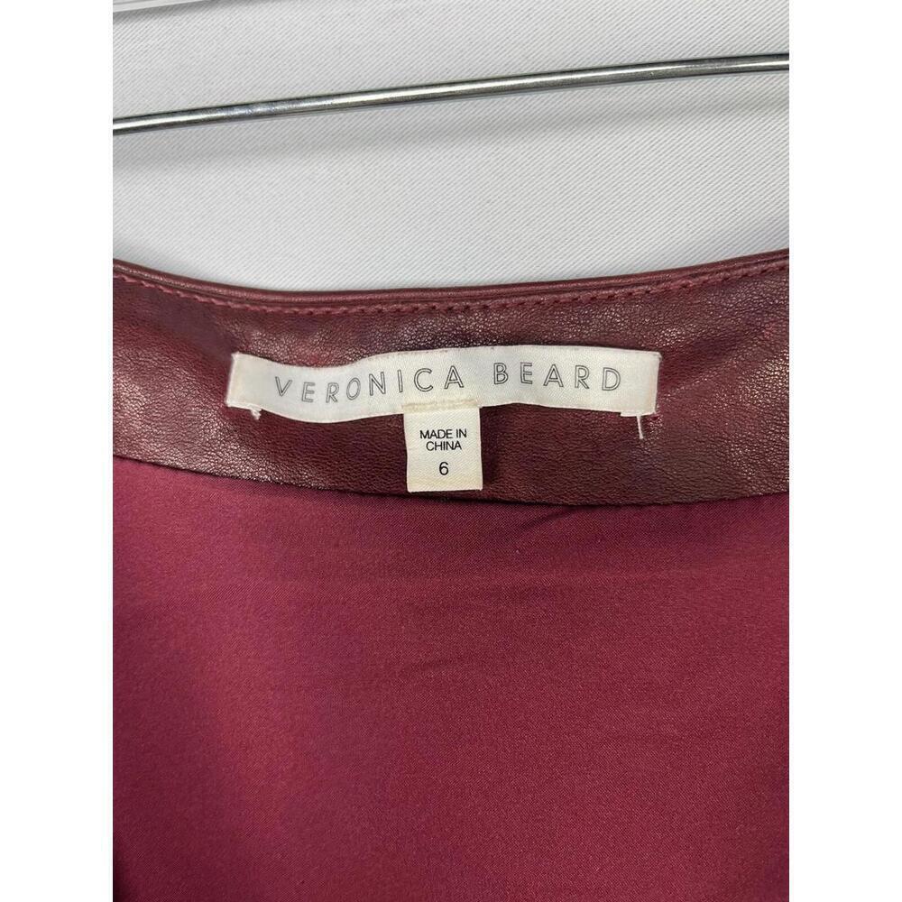 Veronica Beard Leather Zip Ruched Mini Skirt Burgundy Size 6 US - Picture 5 of 5